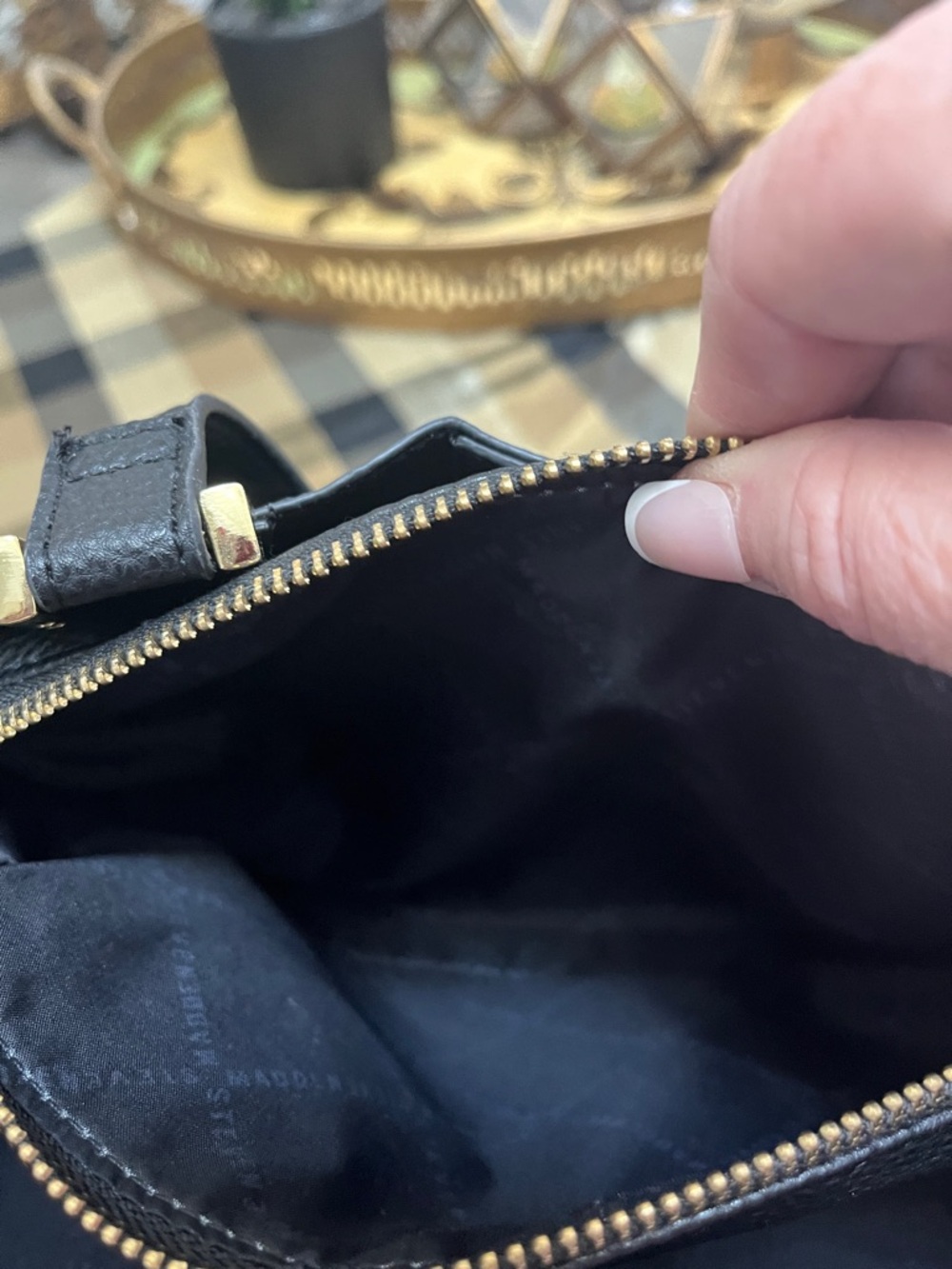 Steve Madden Black Pebbled Tote with Gold Accents - Picture 2 of 5